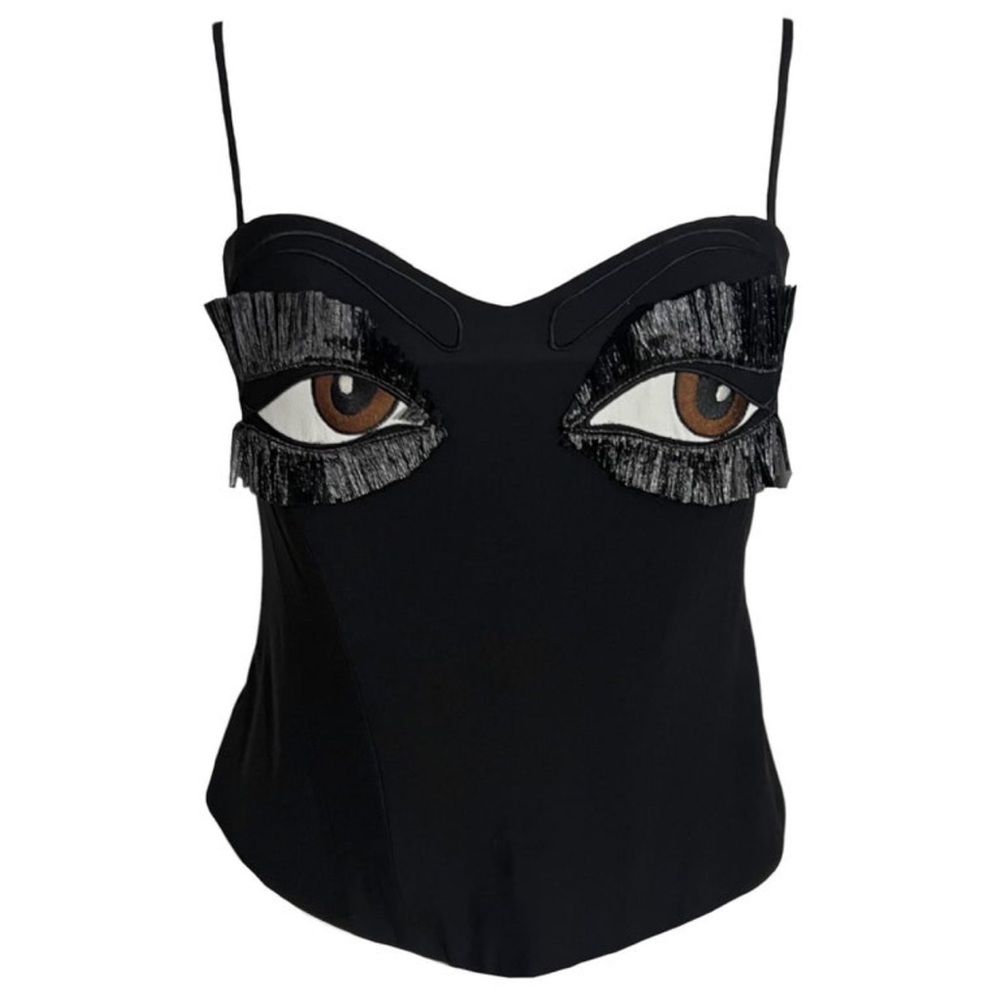 S/S 1990 Moschino Couture Vintage Eyes Bustier Corset Top